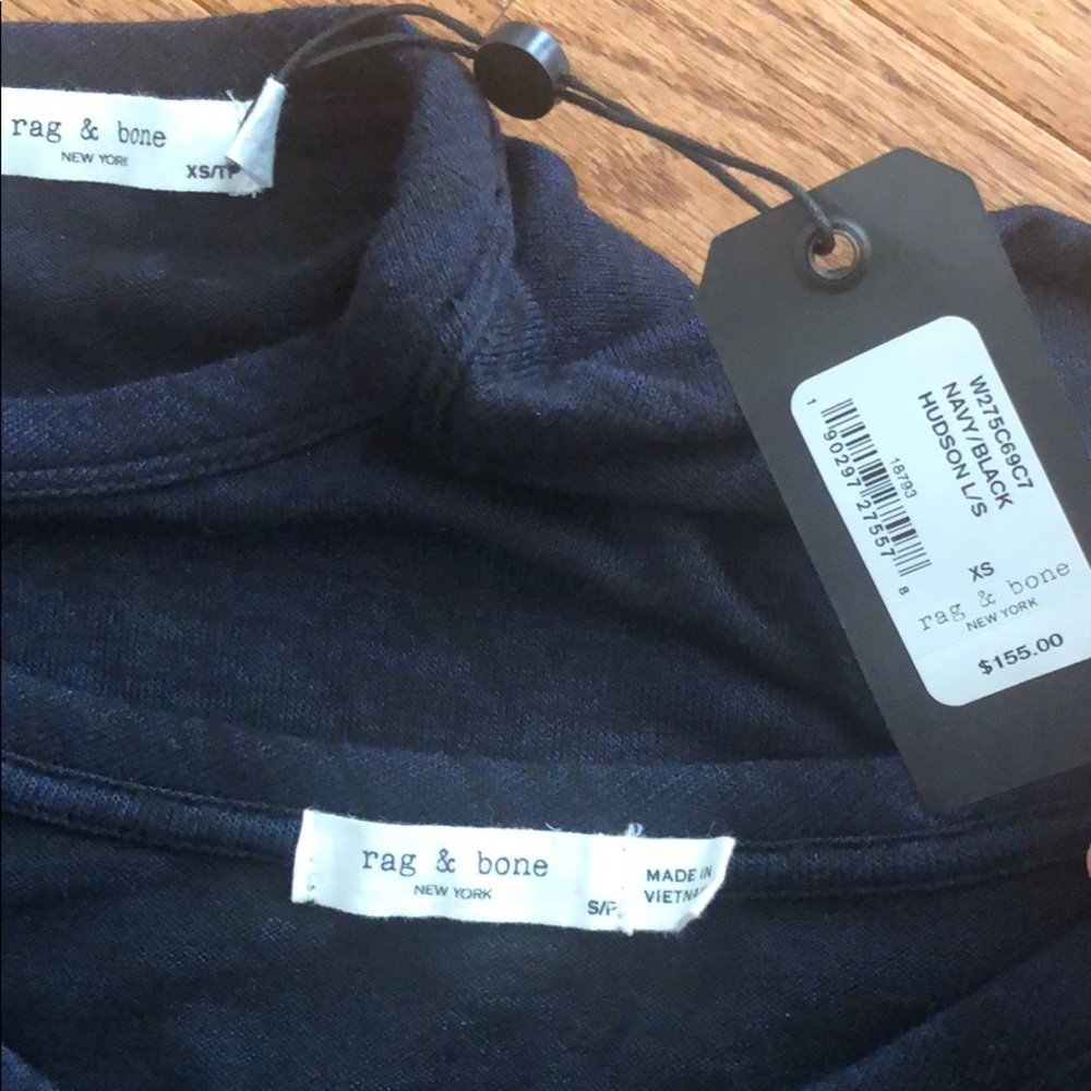 Rag & bone HUDSON Long Sleeve Tee. Navy/black - Picture 7 of 7